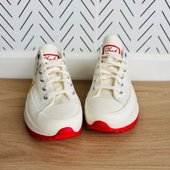 ❤️CONVERSE RUN STAR HIKE PLATFORM LOW 8.5 Women Shoes Sneaker Beige Red A08196C - Picture 6 of 12